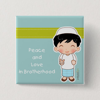 Peace and Love Badge Vierkante Button 5,1 Cm