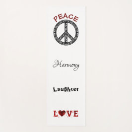 Peace and Love Black/White Yoga Mat