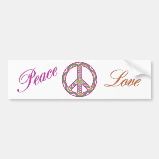 Peace and Love Bumpersticker (Voorkant)