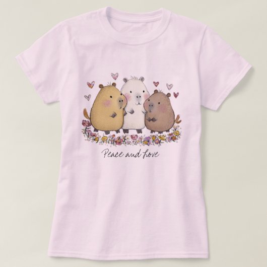 Peace and Love Capybara T-shirt (Design devant)