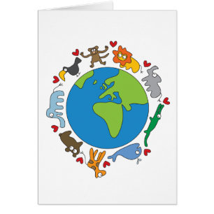 Peace And Love Cute Cartoon Animaux du monde