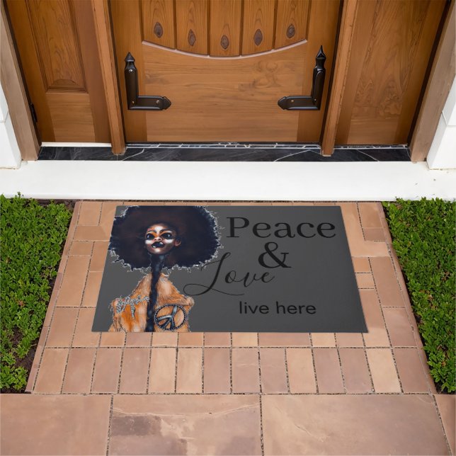 PEACE AND LOVE DOORMAT DEURMAT (Buiten)