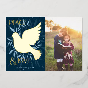 Peace and Love Dove Folie Holiday Card Feestdagenkaart
