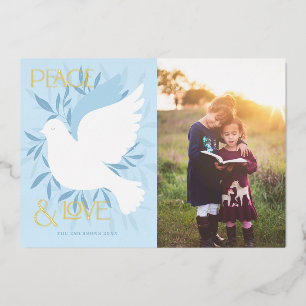 Peace and Love Dove Folie Holiday Card Folie Feestdagenkaart
