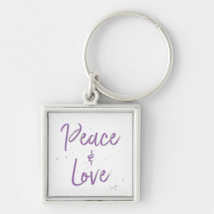 PEACE-and-Love-Paars Sleutelhanger