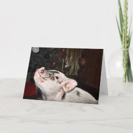Peace and Love Painted Mini Pig Christmas Kaart