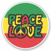 PEACE and LOVE, reggae style Sticker (Voorkant)