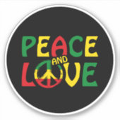 PEACE and LOVE, reggae style Sticker (Voorkant)