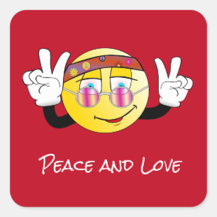 Peace and Love (Rock en Roll) Vierkante Sticker