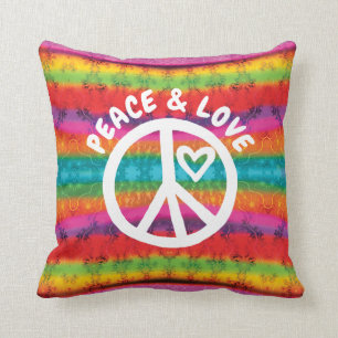 Peace and Love Tie Dye Stripes Kussen