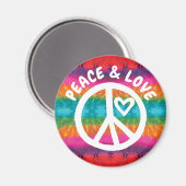 Peace and Love Tie Dye Stripes Magneet (Voorkant / Achterkant)
