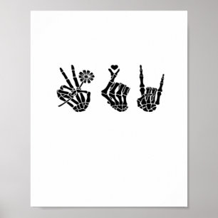 Peace and Roll Skeleton Hands Classic Poster