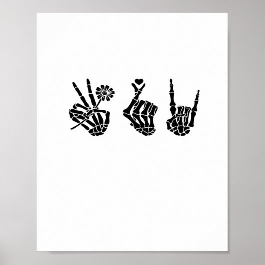 Peace and Roll Skeleton Hands Classic Poster (Voorkant)