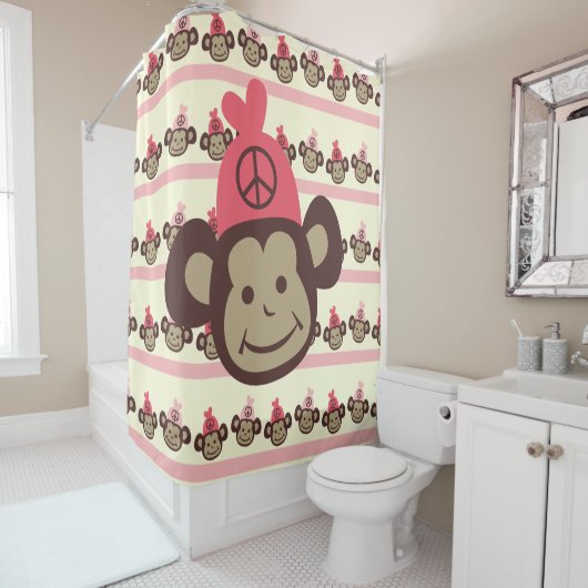 Peace-apenaap Douchegordijn (In situ)