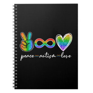 Peace Autism Love Autism Awareness T-Shirt-functie Notitieboek