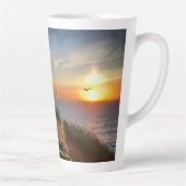 Peace be still text inspirerend zeegezicht zonsond latte mok (Rechts)