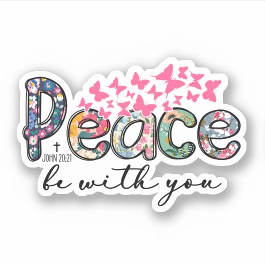 Peace Be With You Butterfly Sticker (Voorkant)
