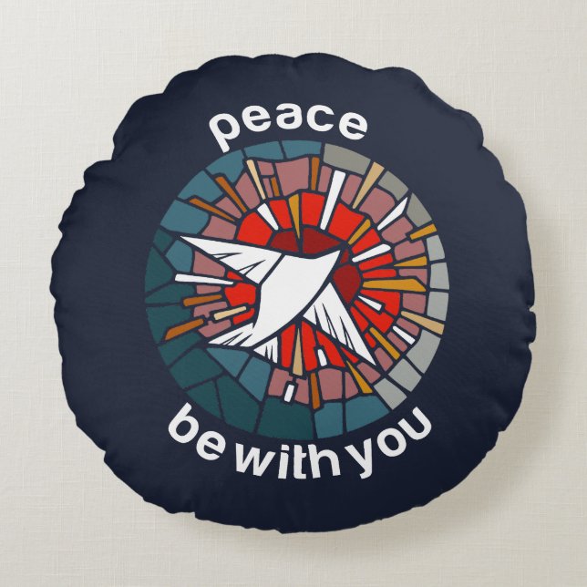 Peace be with you rond kussen (Voorkant)