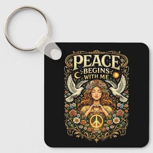 Peace Begins Within Sleutelhanger (Voorkant)