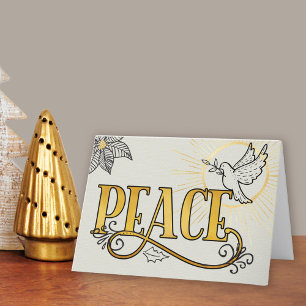 Peace Black Gold Typografie Radiant Dove Business Feestdagen Kaart