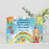 Peace Blond Hippie Girl Graduation Invitation (Debout devant)