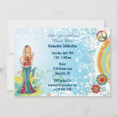 Peace Blond Hippie Girl Graduation Invitation (Dos)