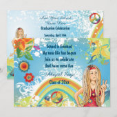 Peace Blond Hippie Girl Graduation Invitation (Devant / Derrière)