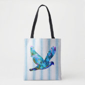 Peace Blue Abstract Dove Canvas tas (Voorkant)