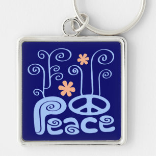 Peace Blue en Oranje Sleutelhanger