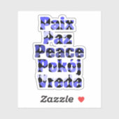 Peace Blue Hearts Many Languages Sticker (Vel)