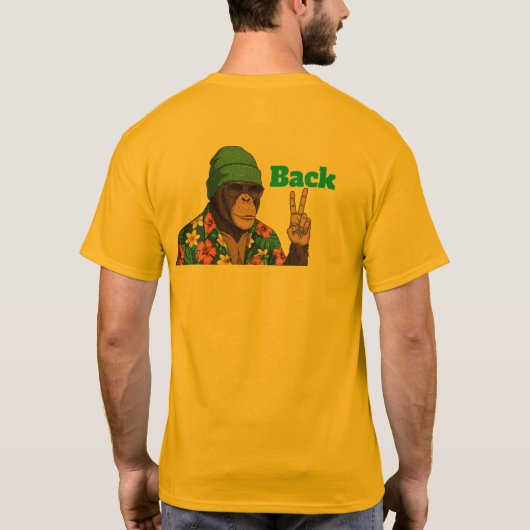 Peace Bro Chimpanzee Graphic T-Shirt - Cool Monkey (Dos)