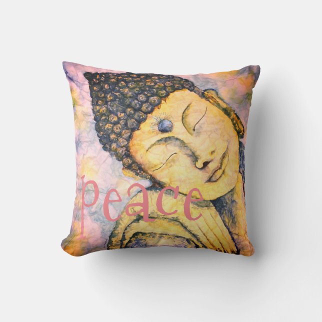 Peace Buddha Waterverf Art Sierkussen (Voorkant)