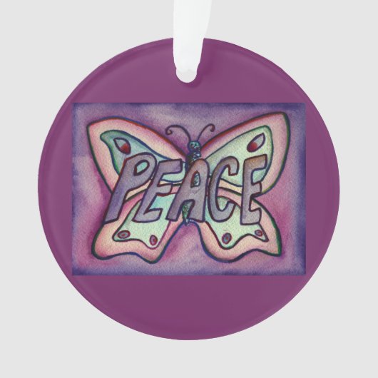Peace Butterfly Word Art Gift Holiday Ornament (voorkant)