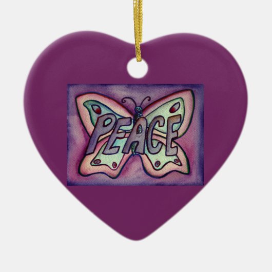 Peace Butterfly Word Art Gift Holiday Ornament (Voorkant)