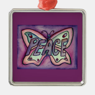 Peace Butterfly Word Art Gift Holiday Ornamenten