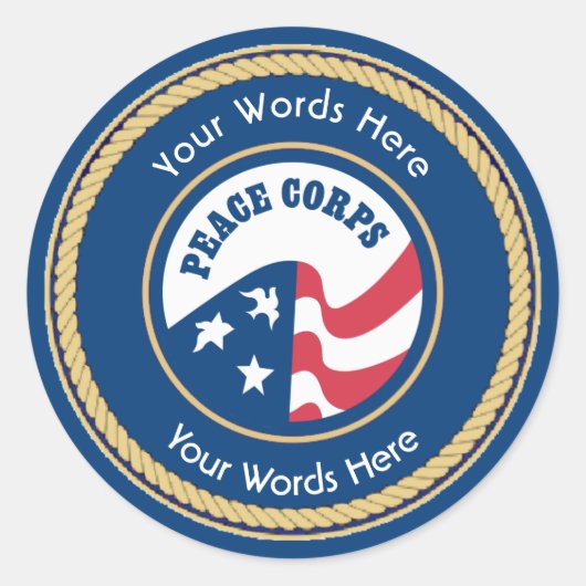 Peace Corps Universal Rope Shield Ronde Sticker (Voorkant)