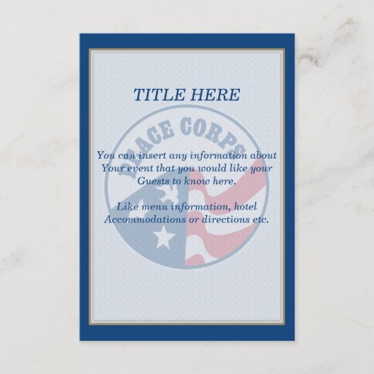 Peace Corps Wedding Insert Kaart (Voorkant)