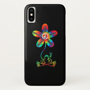 Peace Courage Love Hope Frogs Hippie iPhone X Hoesje