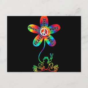Peace Courage Love Hope Frogs Hippie Feestdagenkaart