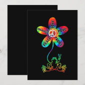 Peace Courage Love Hope Frogs Hippie Kaart (Voorkant / Achterkant)