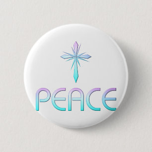 Peace Cross Christelijk Ronde Button 5,7 Cm