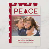 Peace Custom Photo Holiday Tree Maroon Beige Feestdagenkaart (Voorkant / Achterkant)