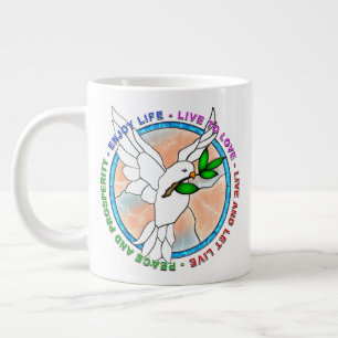 "PEACE DOVE" 20oz Giant Coffee-Mok Extra Grote Beker
