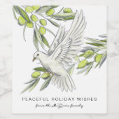 Peace Dove and Olive Branches Eigen Wijnlabel Wijn Etiket (Enkel label)