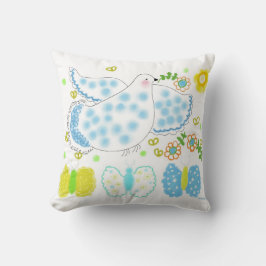 Peace Dove blue and yellow pillow Kussen