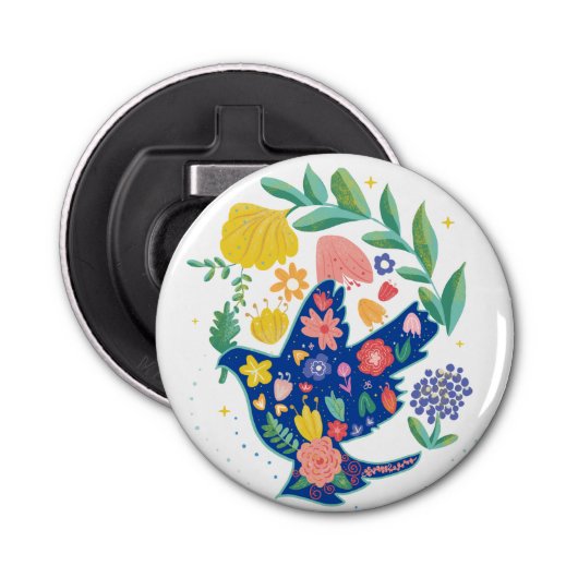 Peace Dove Button Flesopener (Voorkant)