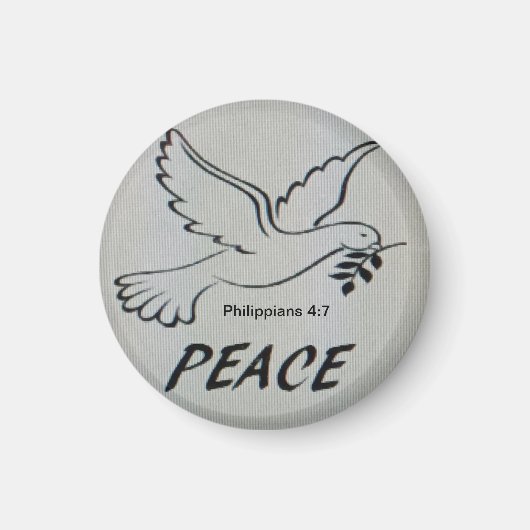Peace Dove Button with scripture Magneet (Voorkant)