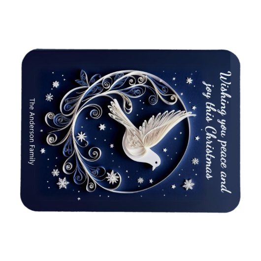 Peace Dove Faux Papercraft Kerst Magneet (Horizontaal)