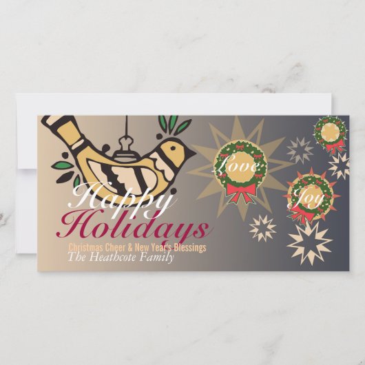 Peace Dove Holiday Love Joy Wenskaart Feestdagenkaart (Voorkant)