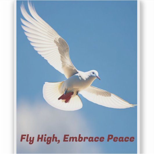Peace Dove in Flight Verwijderbaar Vinyl Sticker (Voorkant)